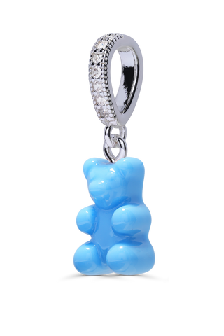 Nostalgia Bear - Sky Blue - Silver Plated Pave Connector