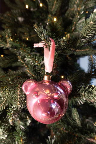 Baby Pink Nostalgia Bear Christmas Ornament