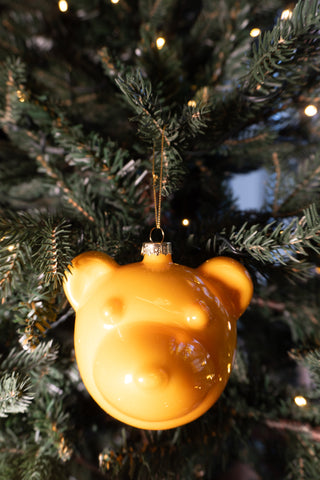 Yellow Nostalgia Bear Christmas Ornament