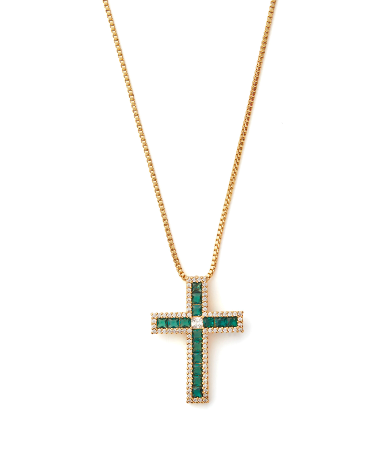 Emerald cross necklace white 2025 gold