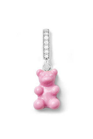 Nostalgia bear - Candy Pink - Silver plated Pave connector